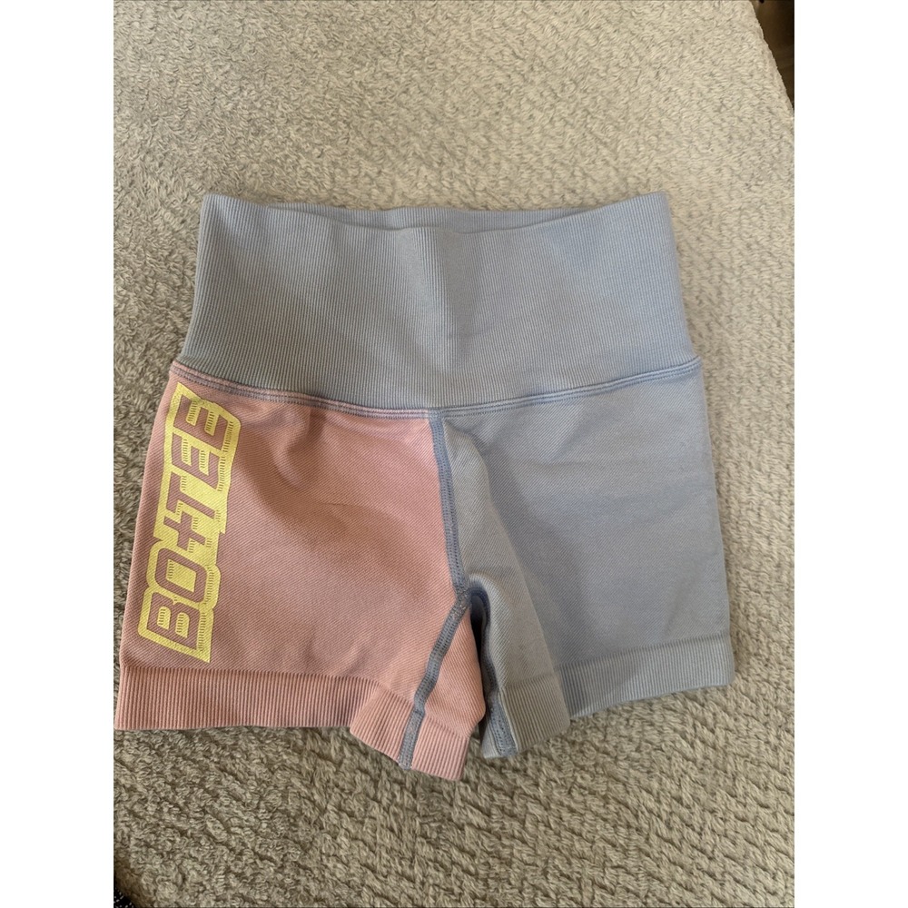 BO+TEE Bike Shorts Womens XS Athletic High Waist Cycling Pink Blue Very Stretchy
